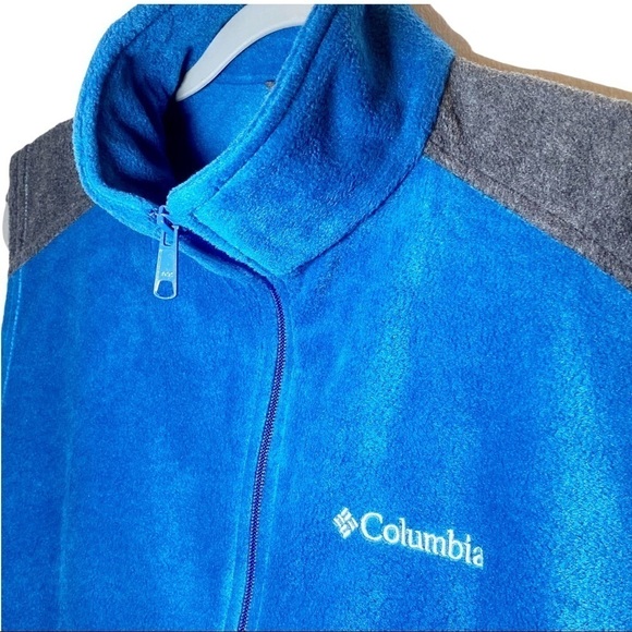 COLUMBIA Fleece Mock Neck Full Zip Blue & Black Vest, Size Medium - Picture 3 of 10